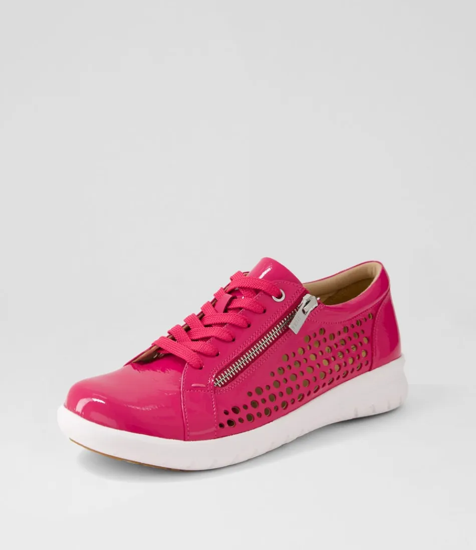 Women ZIERA Wedges<Shovo Xf Fuchsia Wrinkle Patent Sneakers