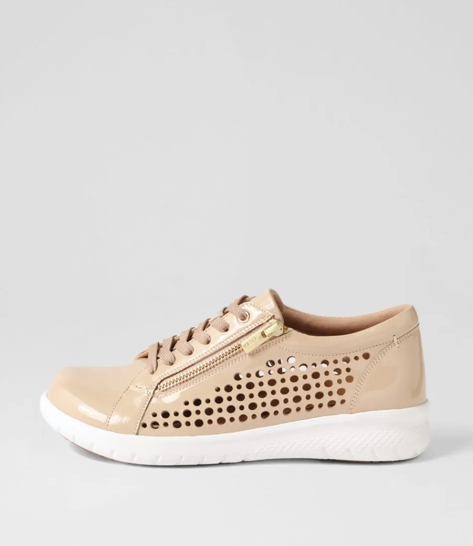 Women ZIERA Sneakers<Shovo Xf Latte Wrinkle Patent Sneakers