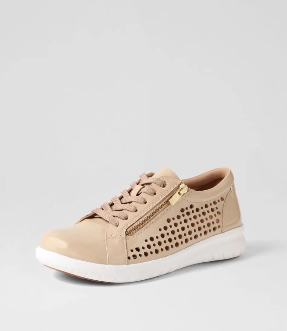 Women ZIERA Sneakers<Shovo Xf Latte Wrinkle Patent Sneakers