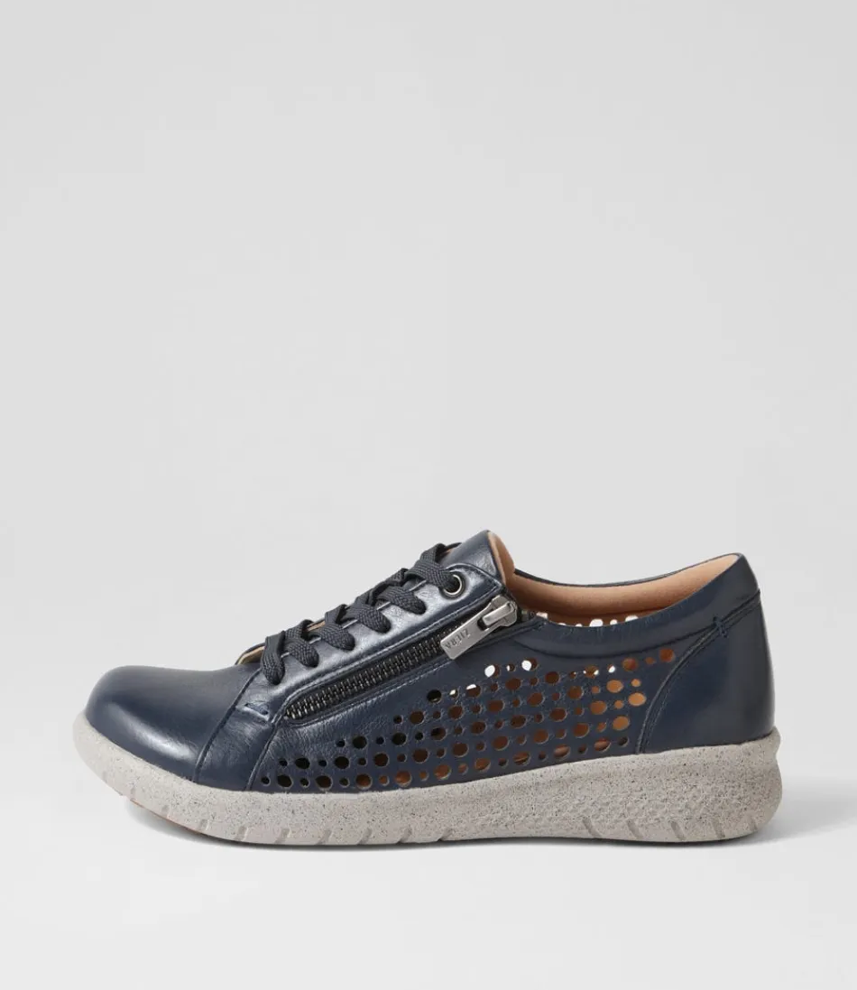 Women ZIERA Wedges<Shovo Xf Navy Misty Leather Sneakers