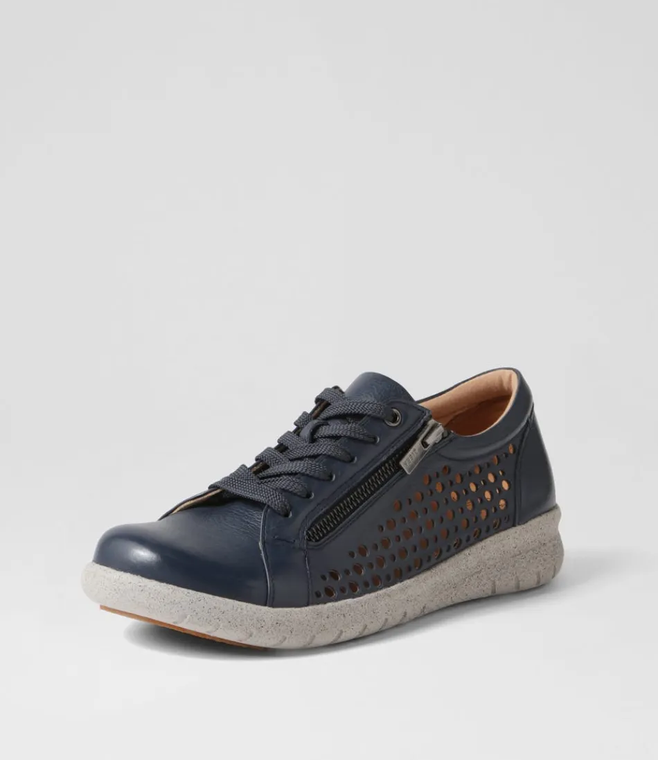 Women ZIERA Wedges<Shovo Xf Navy Misty Leather Sneakers