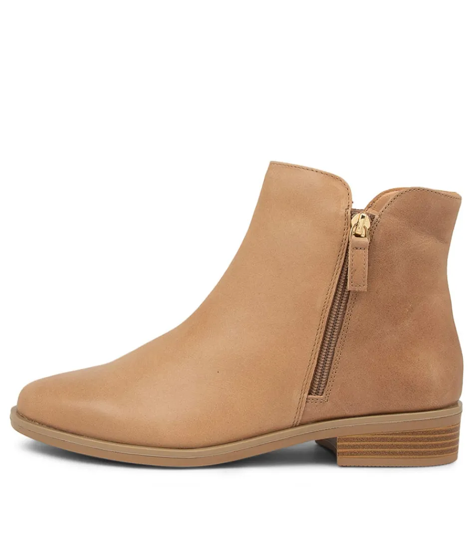 Women ZIERA Boots<Skylars Xf Latte Leather Ankle Boots