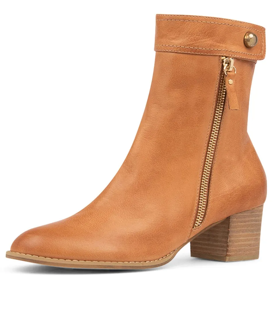 Women DJANGO & JULIETTE Boots<Skyy Dark Tan Leather Ankle Boots