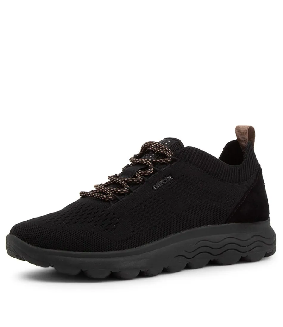 Women GEOX Comfort<Spherica Black Fabric Sneakers