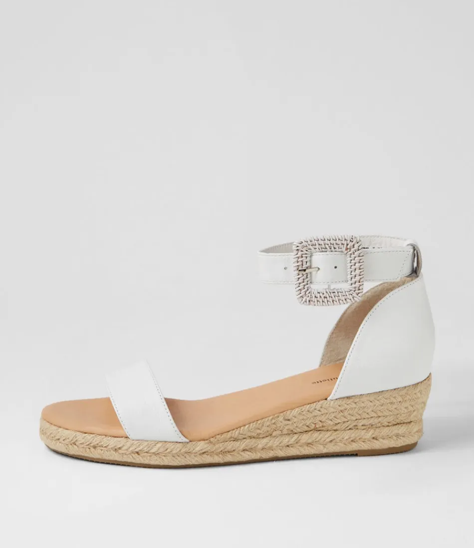 Women DJANGO & JULIETTE Espadrilles<Sprout White Leather Buckle Sandals