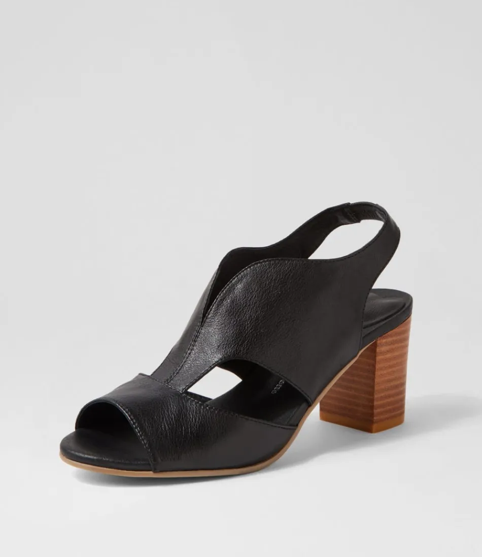 Women DJANGO & JULIETTE Heels<Sunnier New Black Natural Heel Leather Sandals