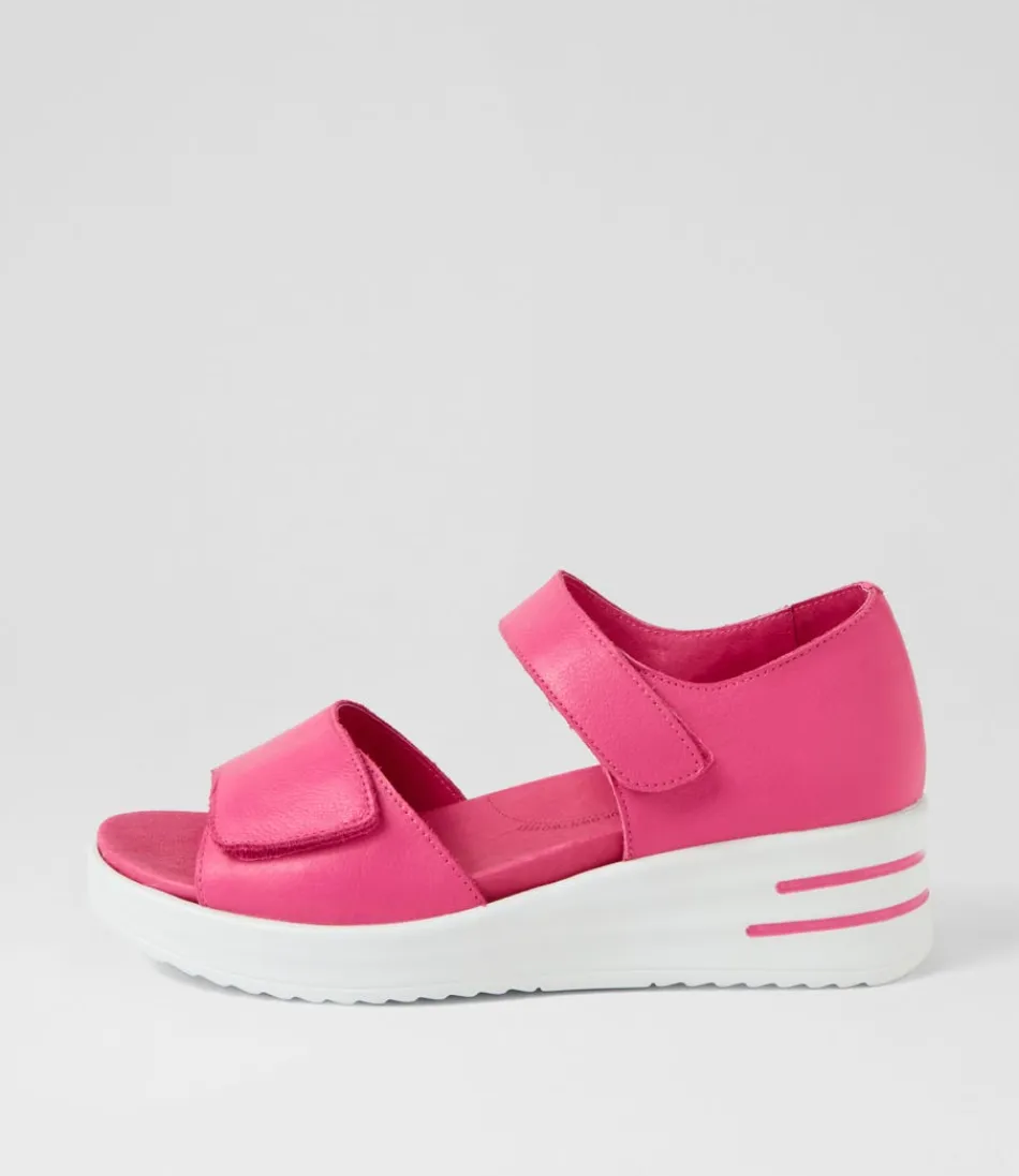 Women ZIERA Heels<Sunnieys Xw Fuchsia White Leather Sandals