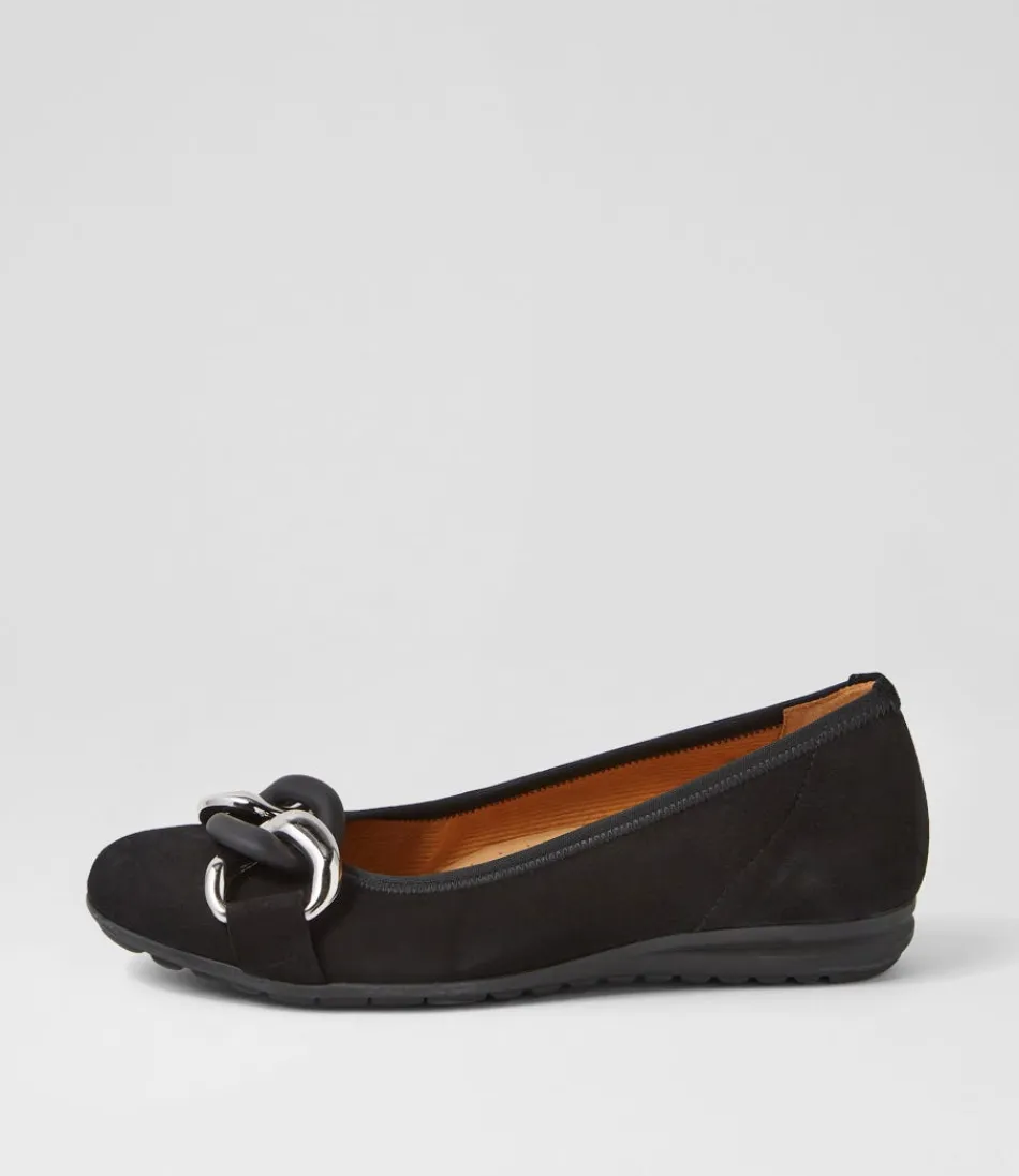 Women GABOR Comfort<Tabita Schwarz Suede Ballet Flats