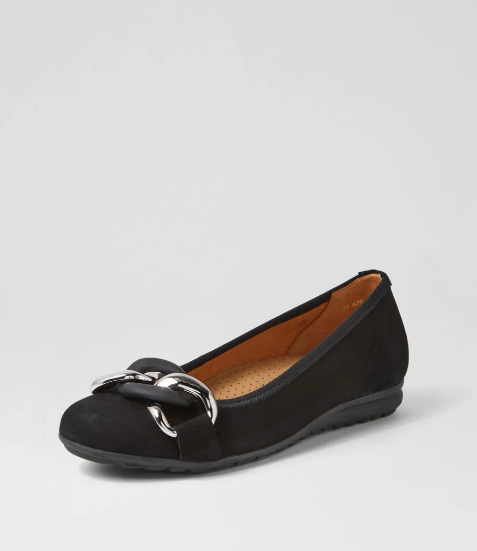 Women GABOR Comfort<Tabita Schwarz Suede Ballet Flats