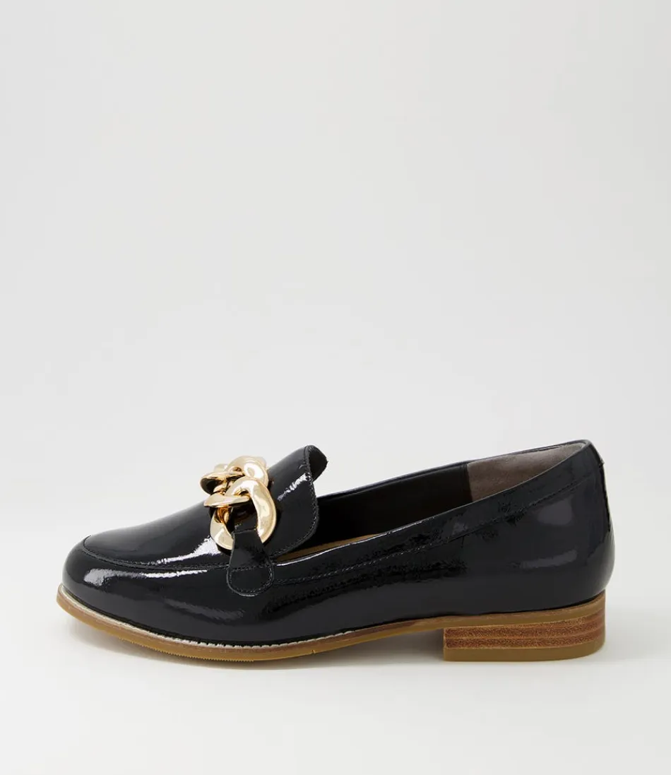 Women ZIERA Loafers<Tamest Xf Black Wrinkle Patent Flat Shoes