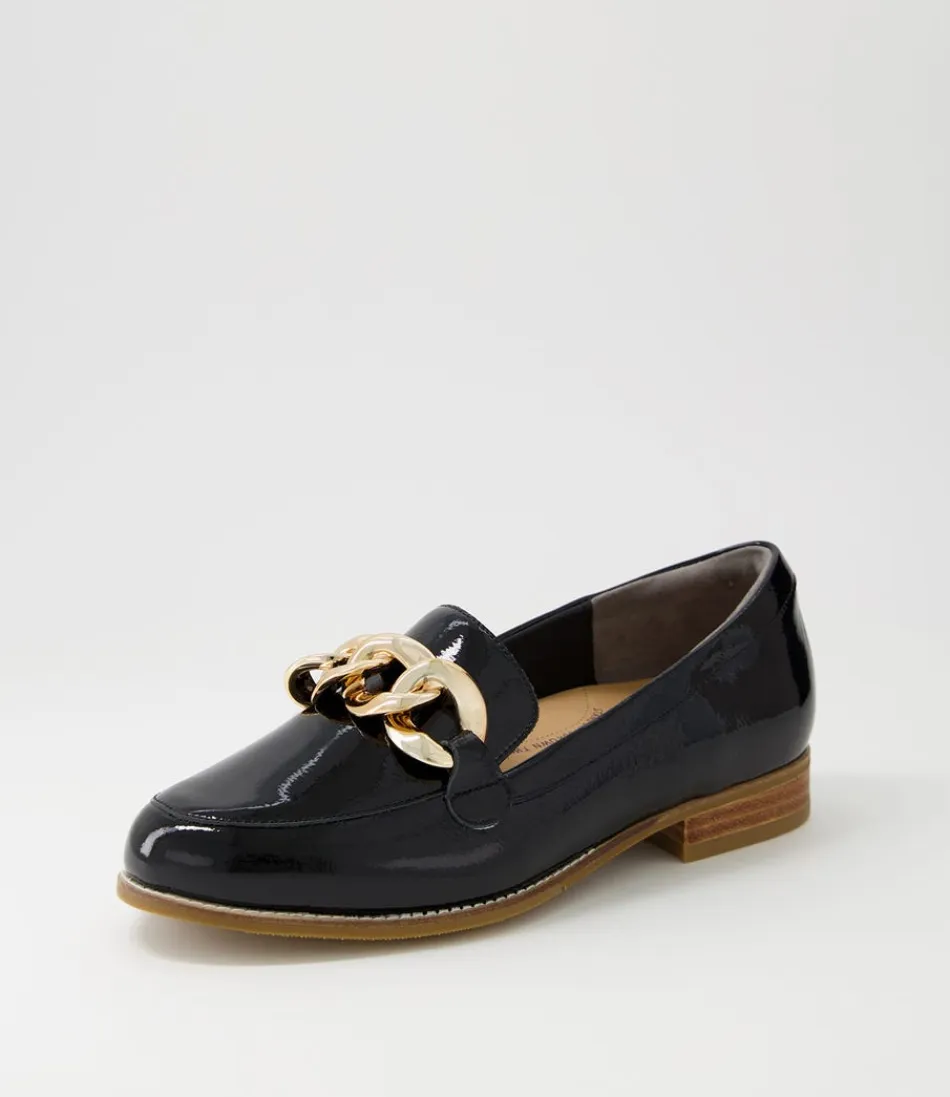 Women ZIERA Loafers<Tamest Xf Black Wrinkle Patent Flat Shoes