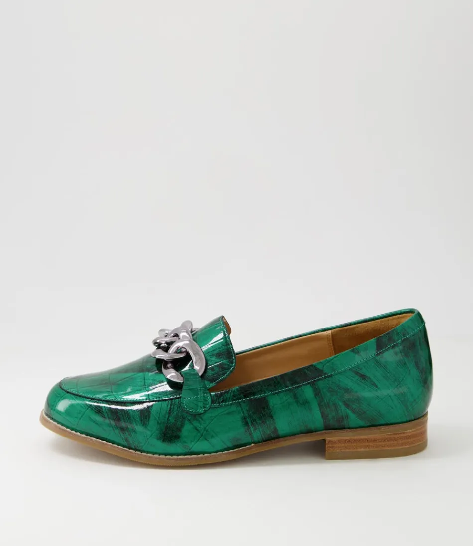 Women ZIERA Loafers<Tamest Xf Emerald Patent Croc Flat Shoes