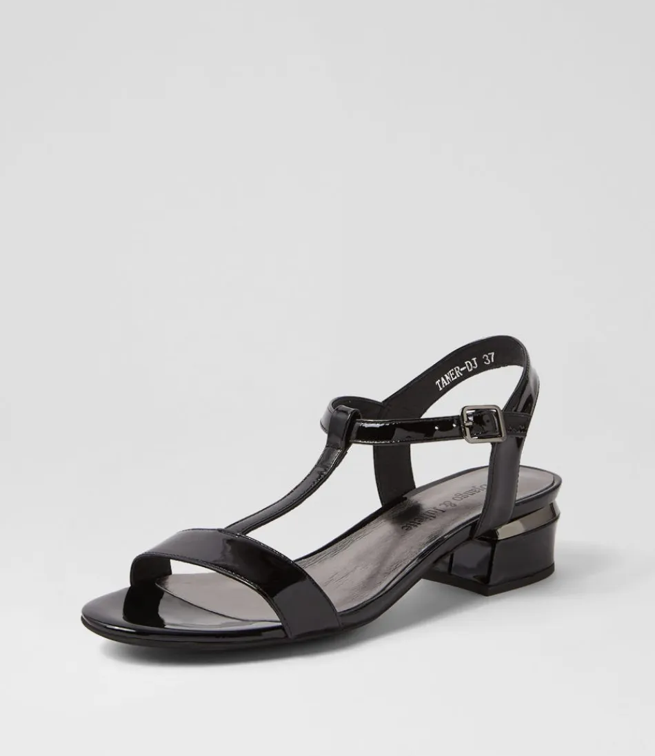 Women DJANGO & JULIETTE Flats<Taner Black Patent Leather Sandals