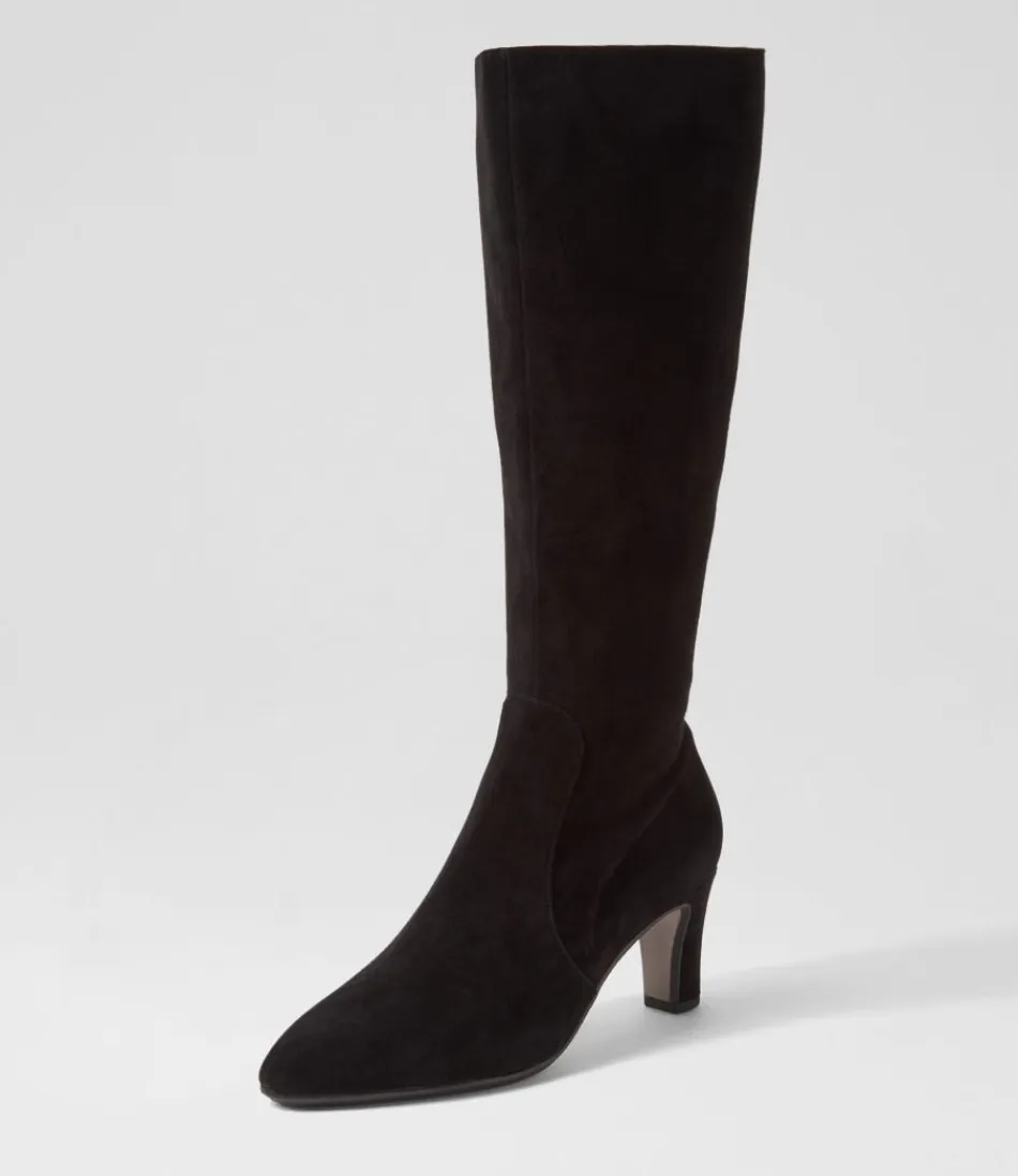 Women DJANGO & JULIETTE Boots<Teddie Black Suede Knee High Boots