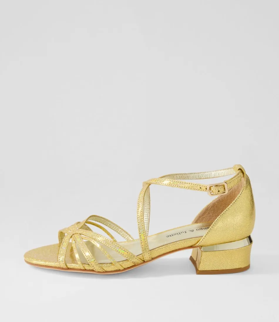 Women DJANGO & JULIETTE Flats<Tenna Gold Glam Leather Sandals