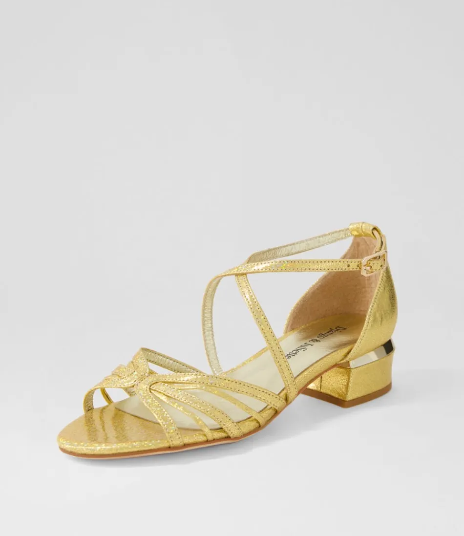 Women DJANGO & JULIETTE Flats<Tenna Gold Glam Leather Sandals