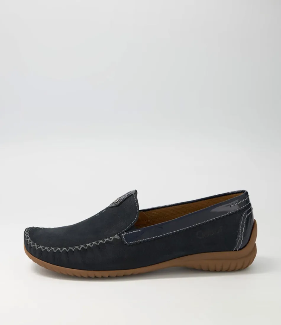 Women GABOR Loafers<Thessa Nightblue Suede Loafers