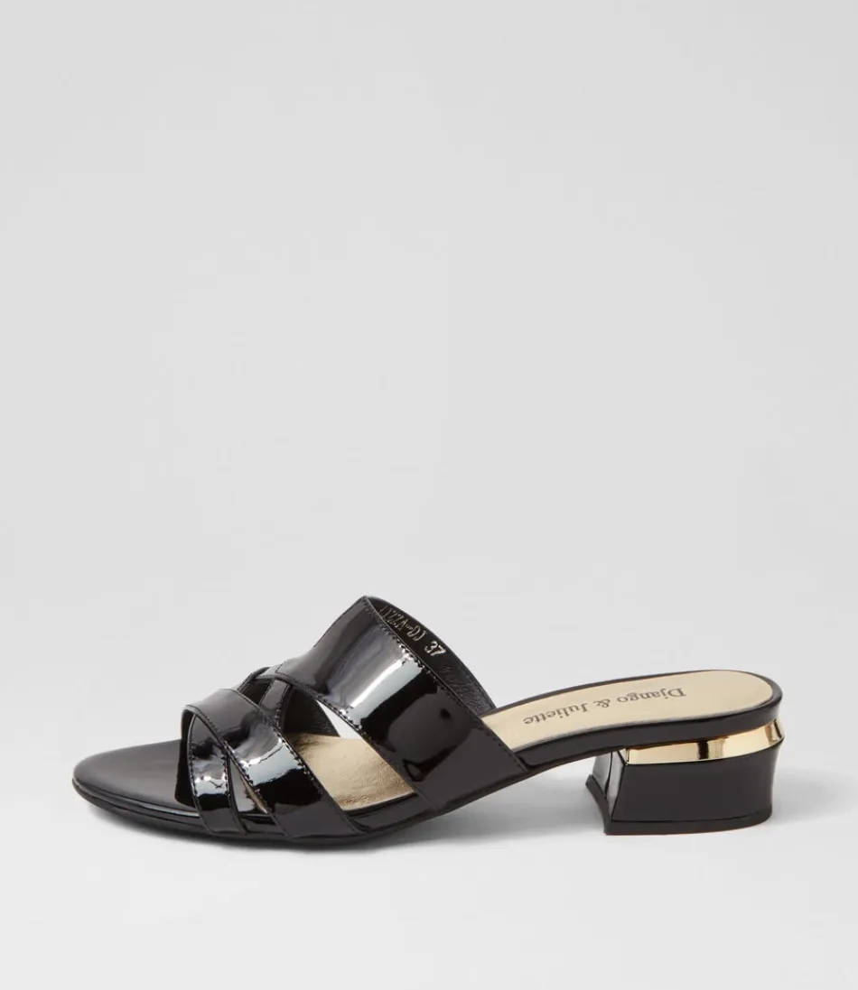 Women DJANGO & JULIETTE Flats<Tizza Black Patent Leather Sandals