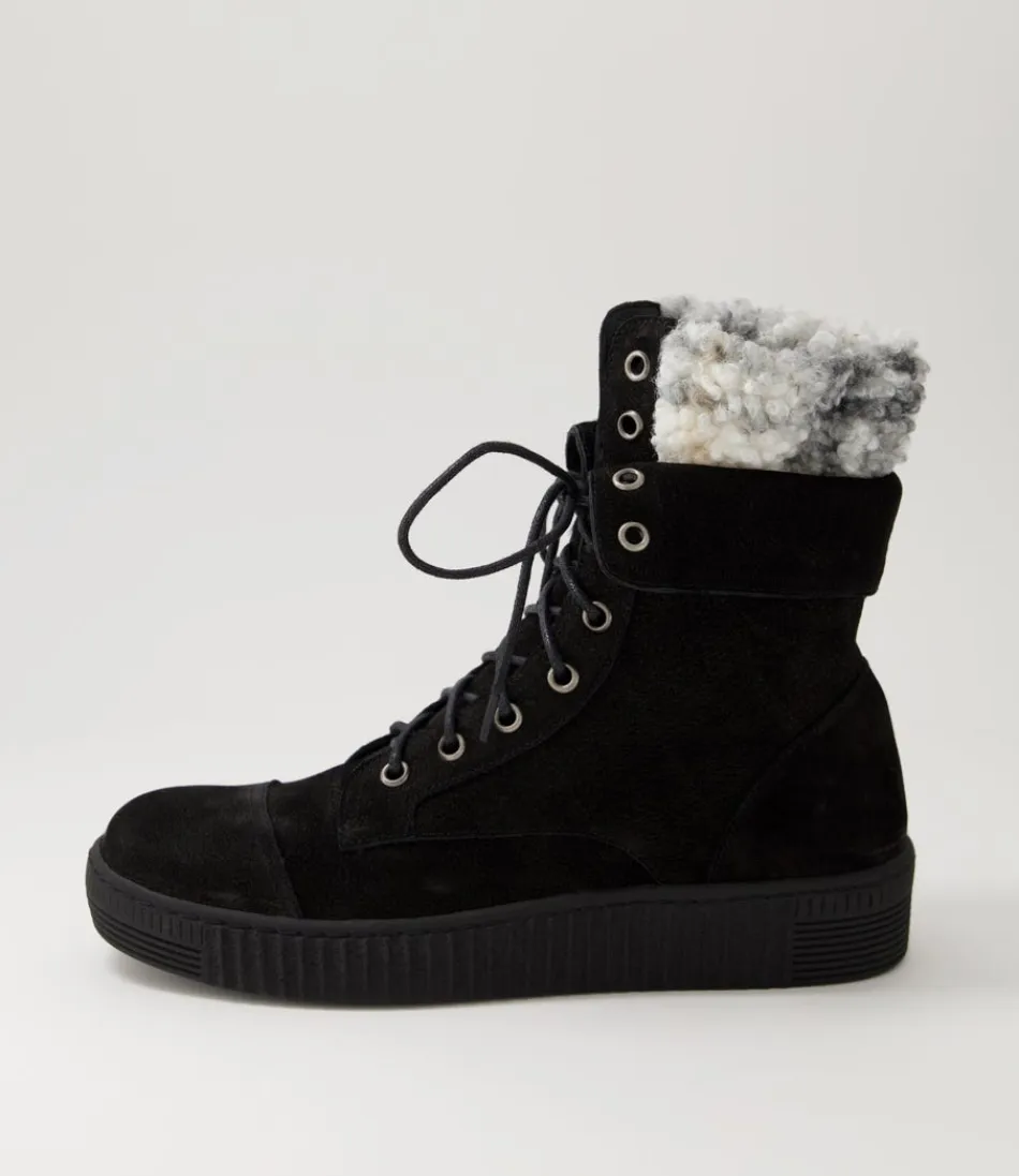 Women DJANGO & JULIETTE Boots<Tombi Black Grey Multi Nubuck Lace Up Boots