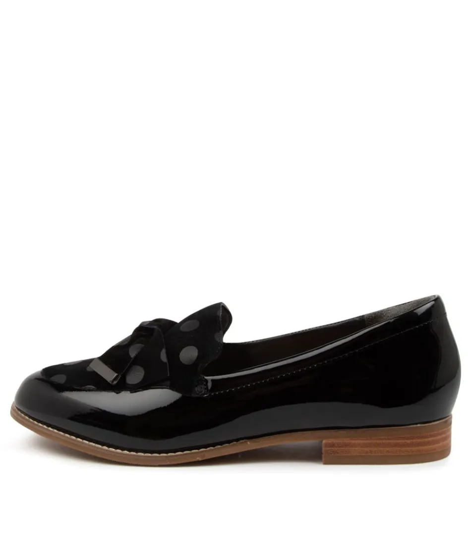 Women ZIERA Loafers<Tulips Xf Black Spot Patent Suede Loafers