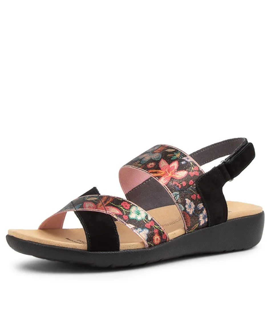 Women ZIERA Wedges<Udith W Blk Flora Lea-Ela