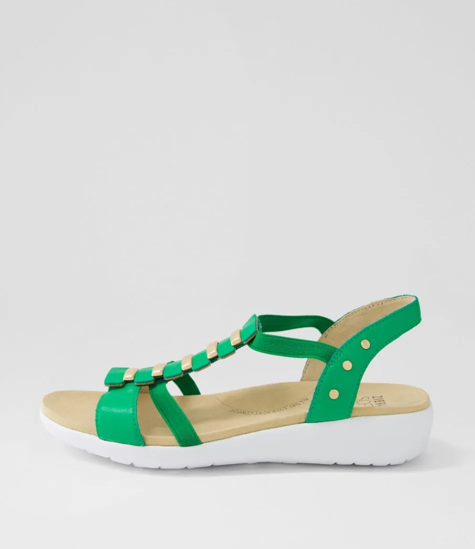 Women ZIERA Wedges<Ulover W Bright Emerald Leather Elastic Sandals