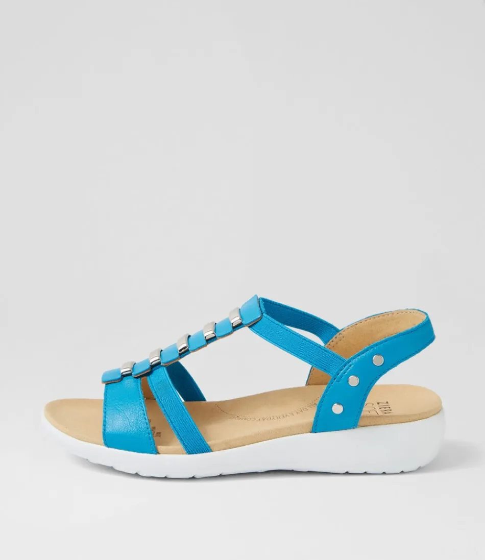 Women ZIERA Wedges<Ulover W Turquoise Leather Elastic Sandals