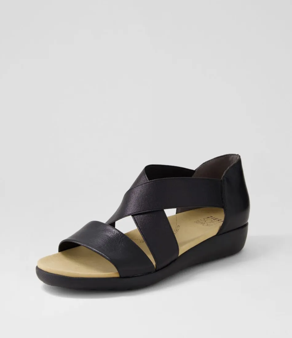 Women ZIERA Flats<Umato W Black Metallic Leather Elastic Sandals