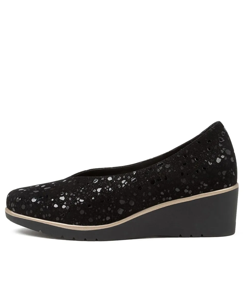 Women DJANGO & JULIETTE Wedges<Umme Black Sparkle Suede Wedges