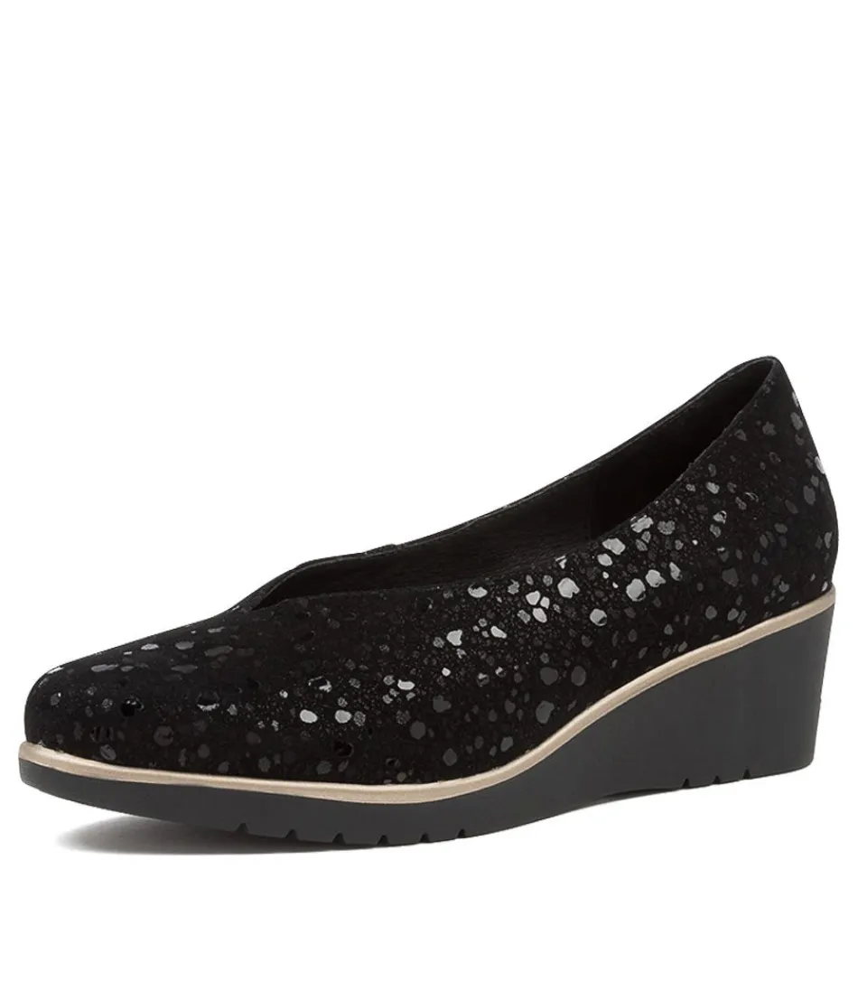 Women DJANGO & JULIETTE Wedges<Umme Black Sparkle Suede Wedges