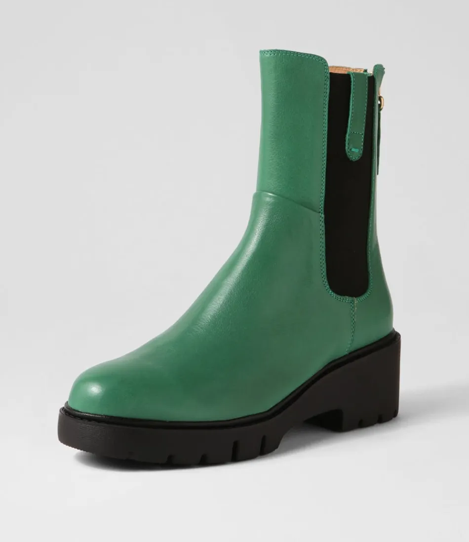 Women DJANGO & JULIETTE Boots<Unita Emerald Black Leather Chelsea Boots