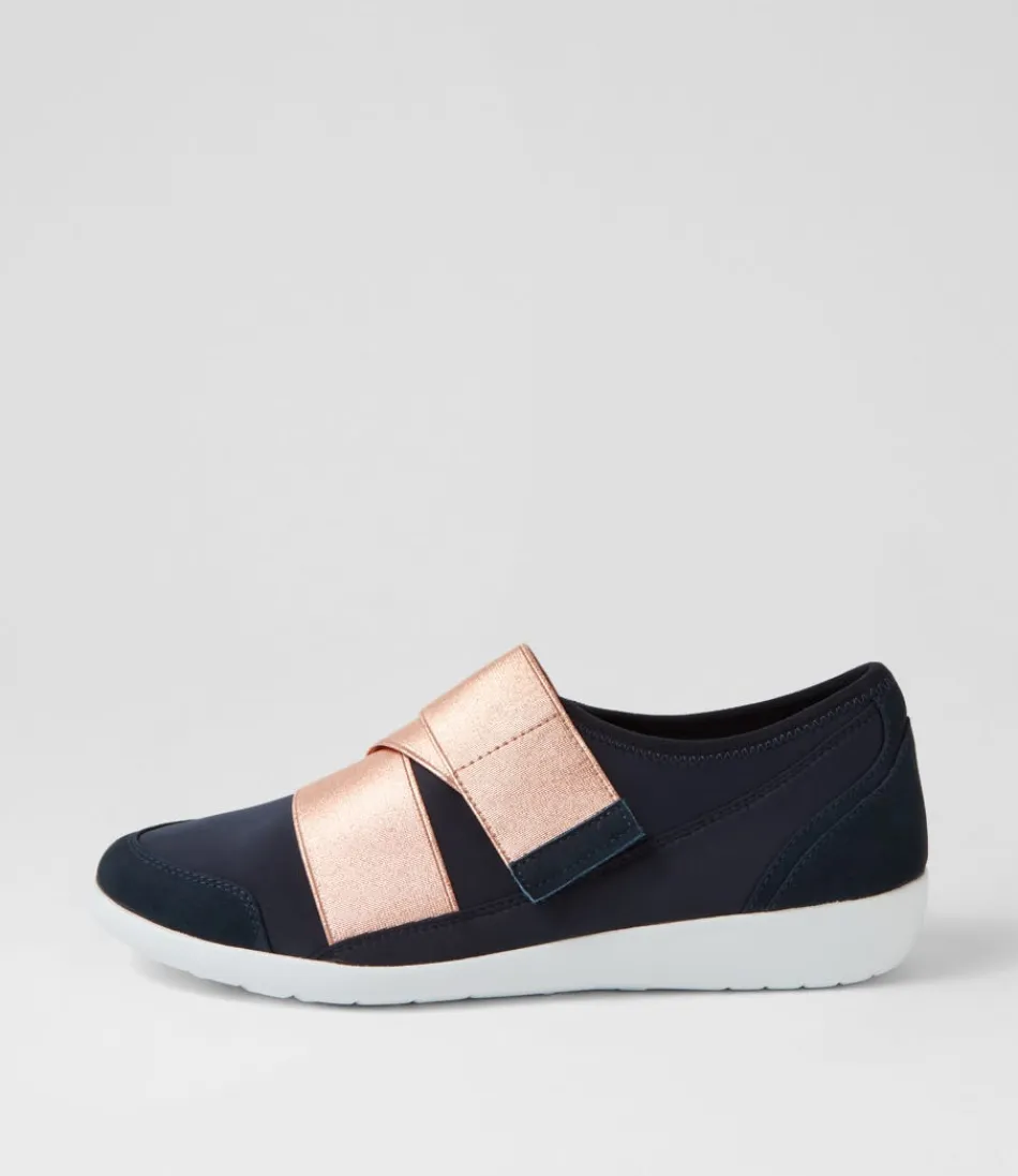 Women ZIERA Comfort<Urban Ff Navy Rose Gold Neoprene Sneakers