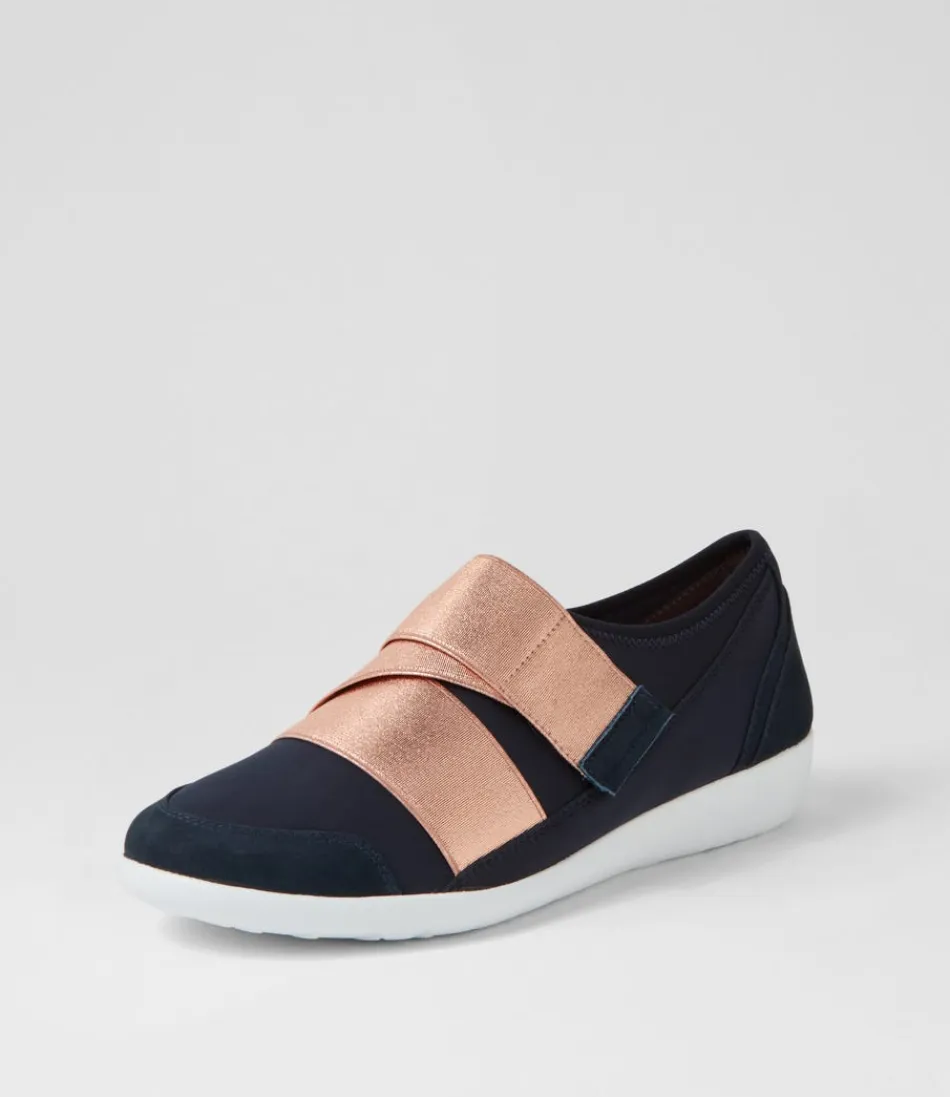 Women ZIERA Comfort<Urban Ff Navy Rose Gold Neoprene Sneakers