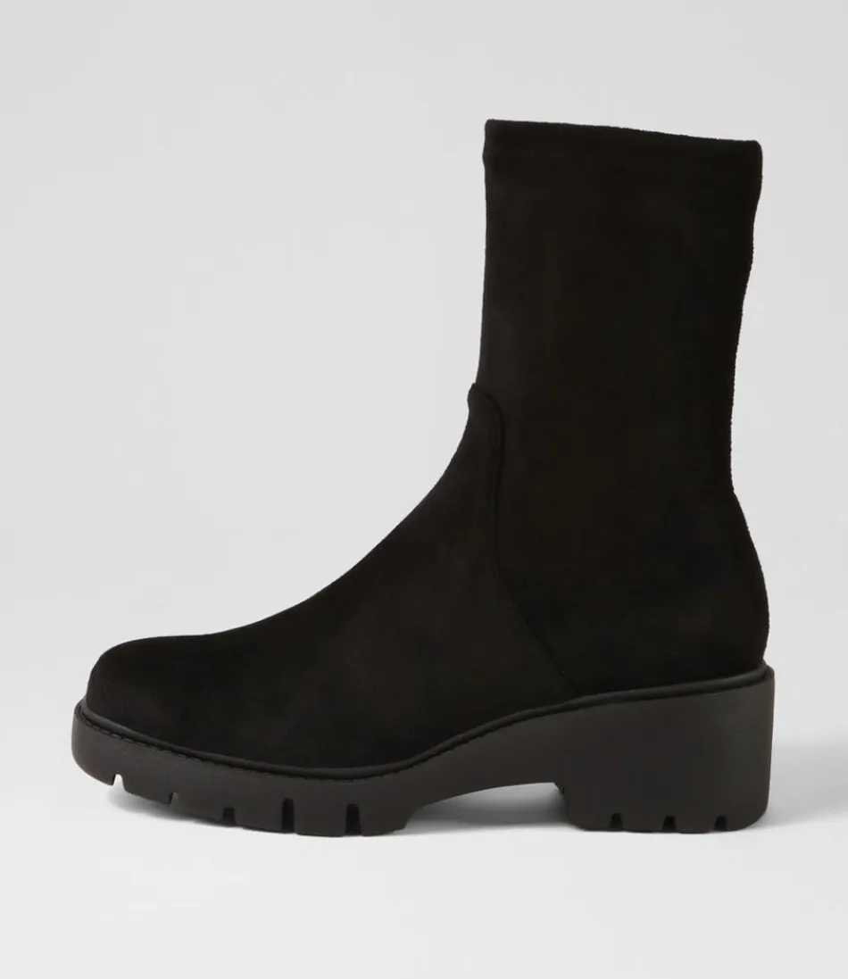 Women DJANGO & JULIETTE Boots<Urina Black Stretch Microsuede Ankle Boots