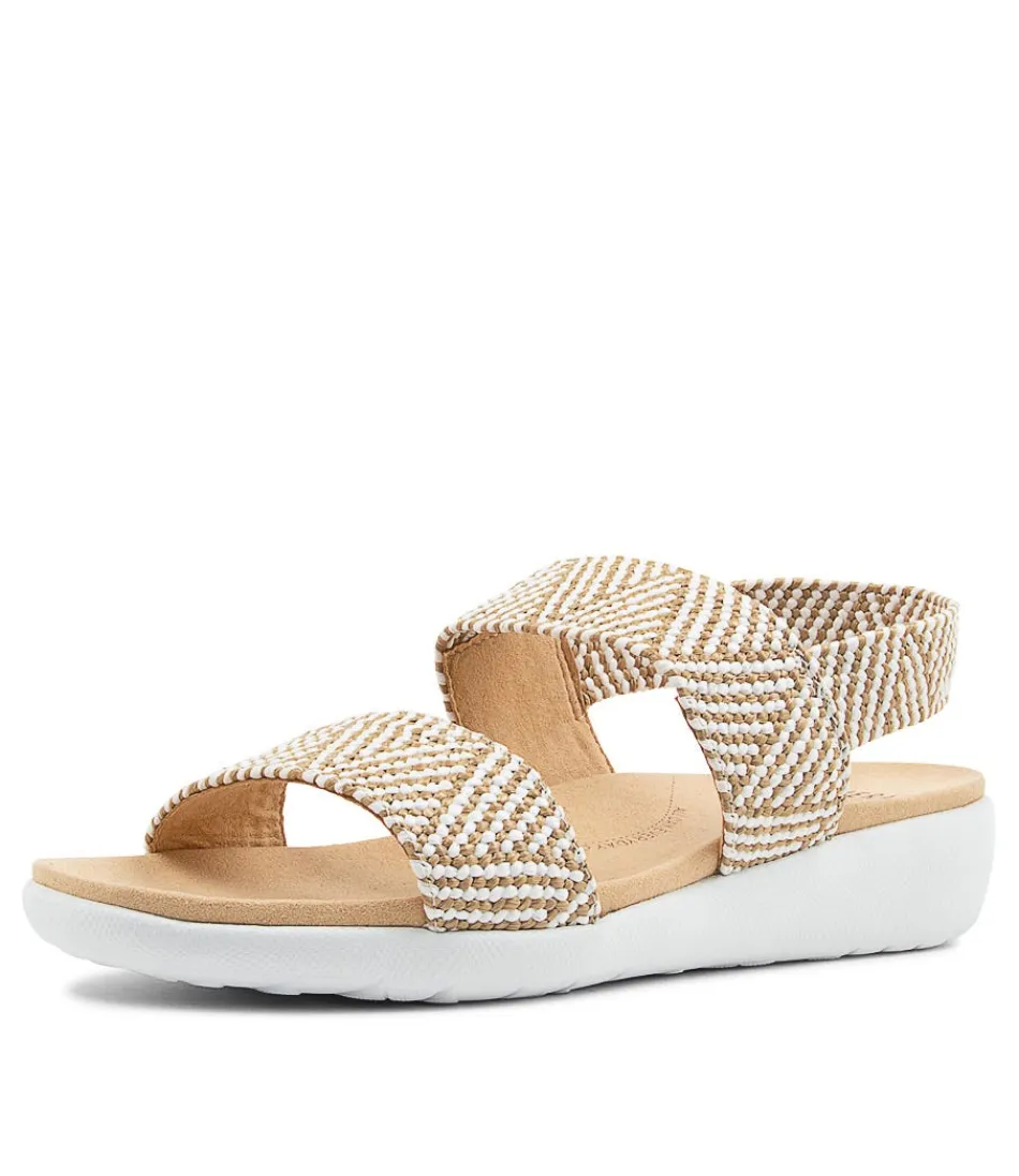 Women ZIERA Wedges<Usaid W Natural White Woven Elastic Sandals