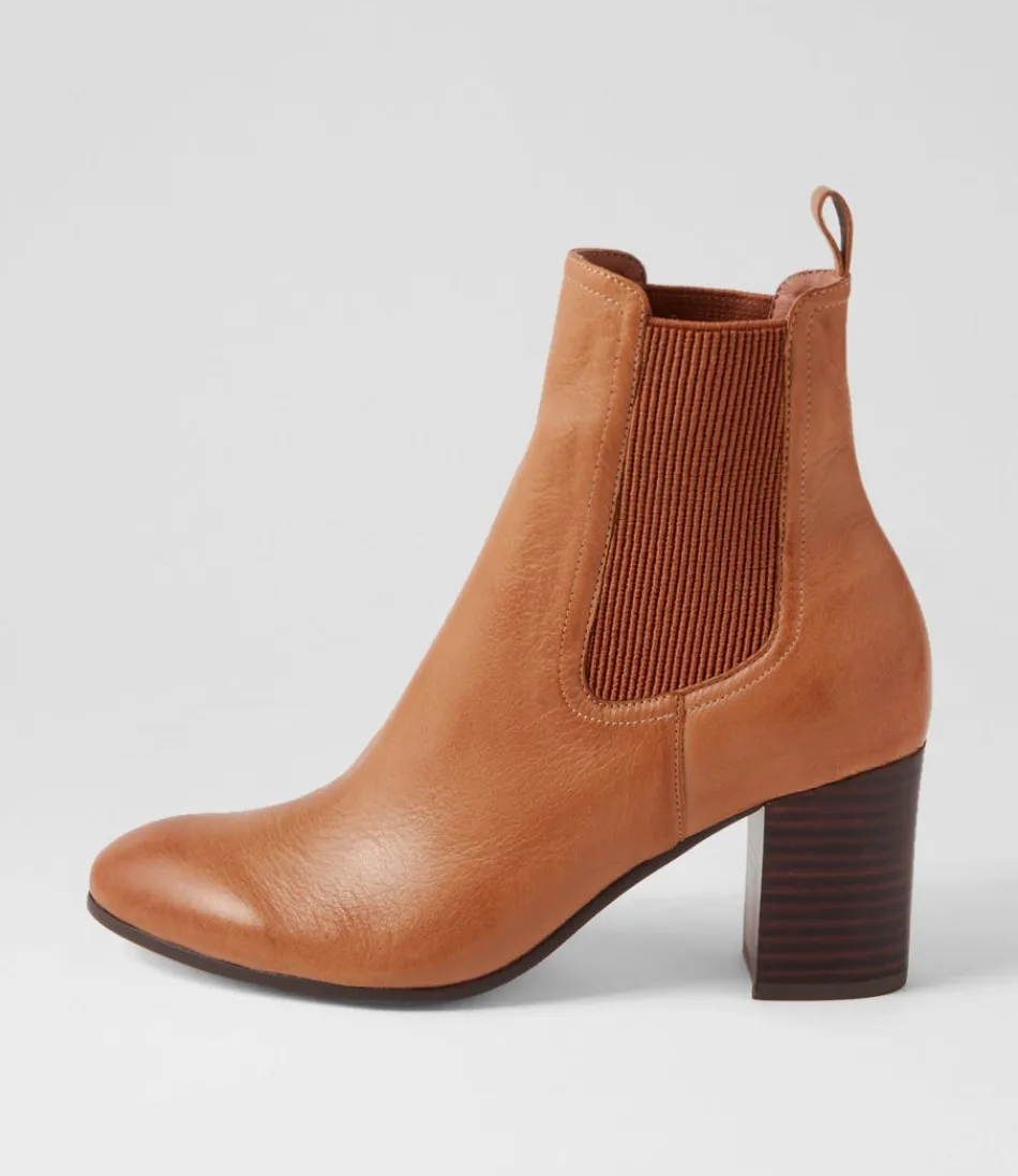 Women TOP END Boots<Usset Cognac Choc Elastic Leather Ankle Boots