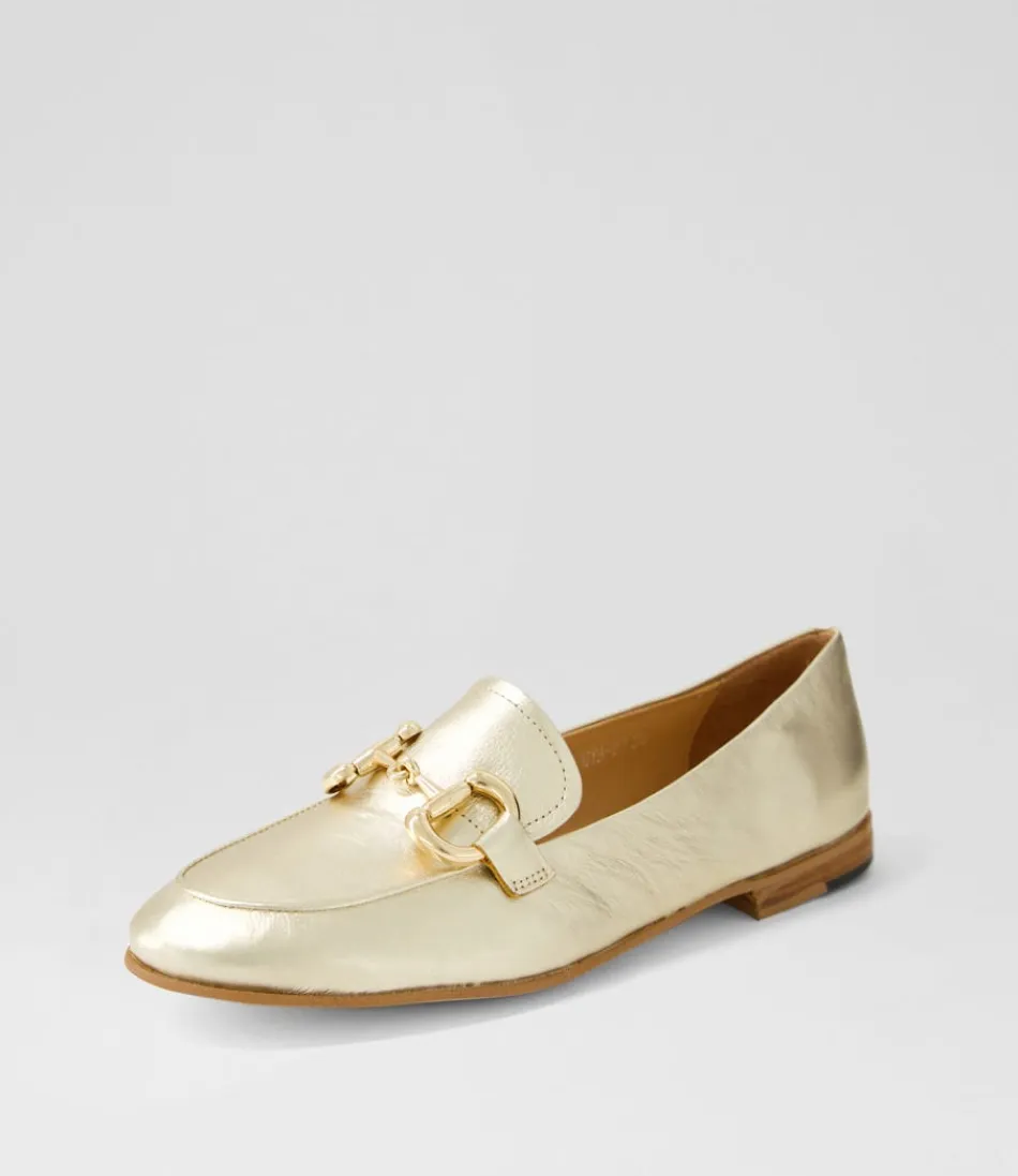 Women DJANGO & JULIETTE Loafers<Uta Pale Gold Leather Loafers