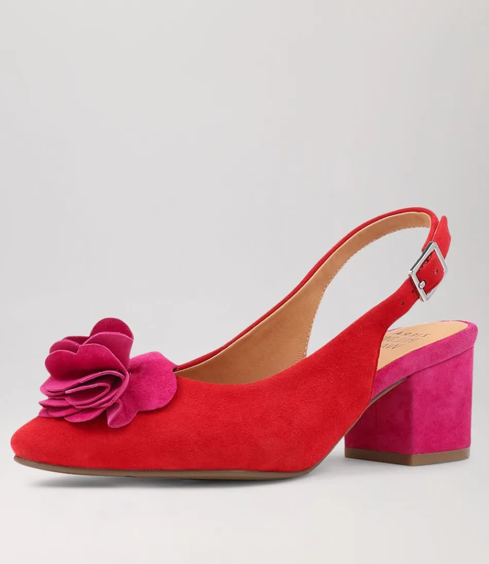 Women ZIERA Heels<Vaccero Xw Red Fuchsia Suede Heels