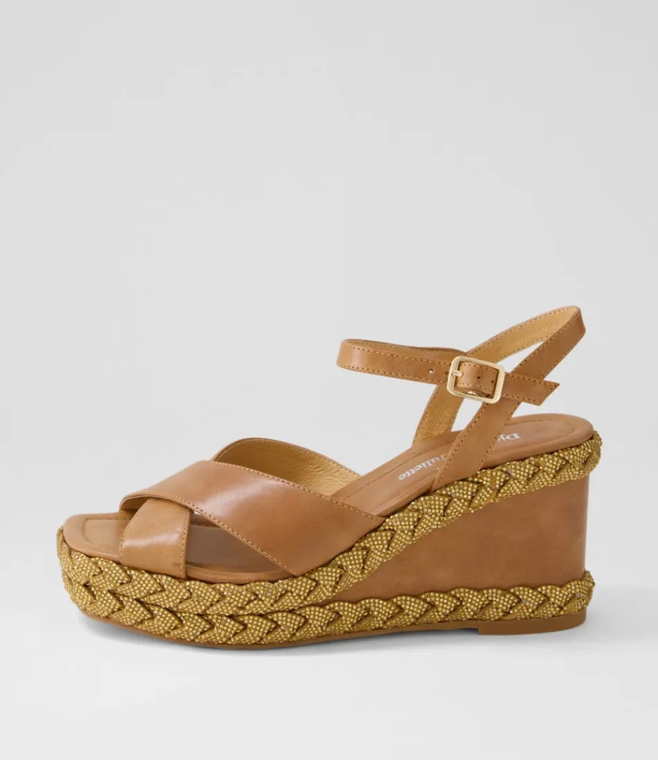 Women DJANGO & JULIETTE Wedges<Valrae Tan Leather Sandals