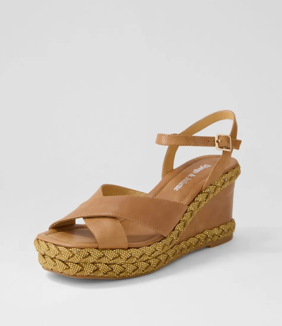 Women DJANGO & JULIETTE Wedges<Valrae Tan Leather Sandals