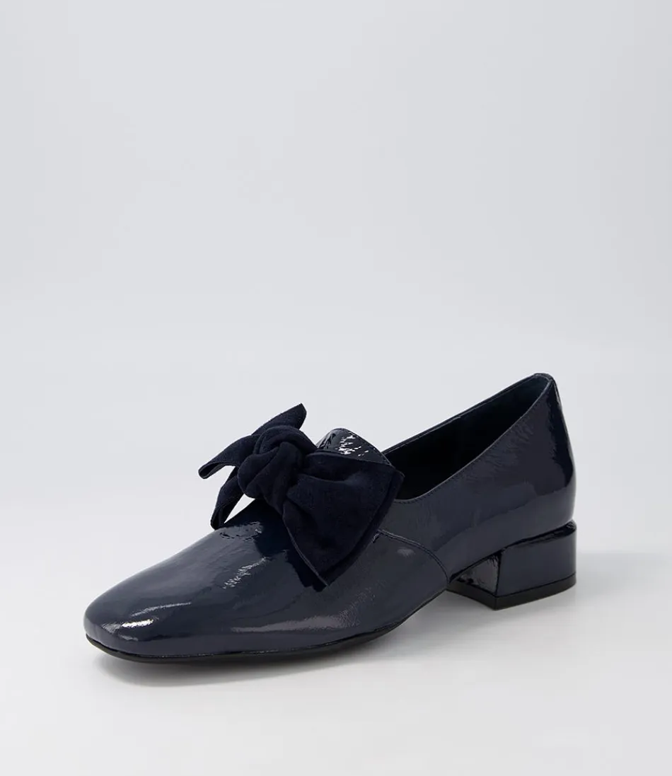 Women DJANGO & JULIETTE Loafers<Varva Navy Patent Suede Heels