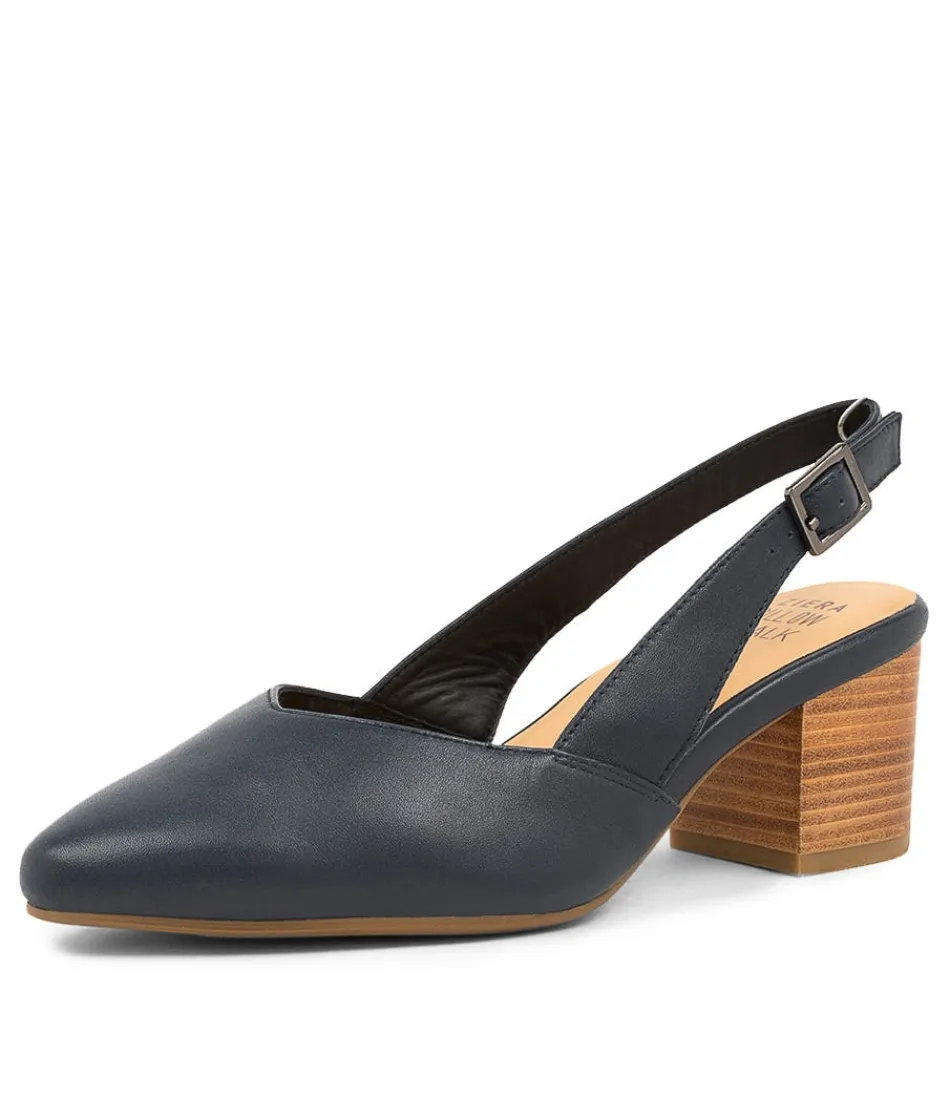 Women ZIERA Heels<Veera Xw Navy Leather Heels