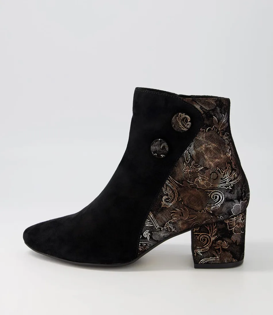 Women ZIERA Boots<Veyda Xw Black Bronze Paisely Ankle Boots