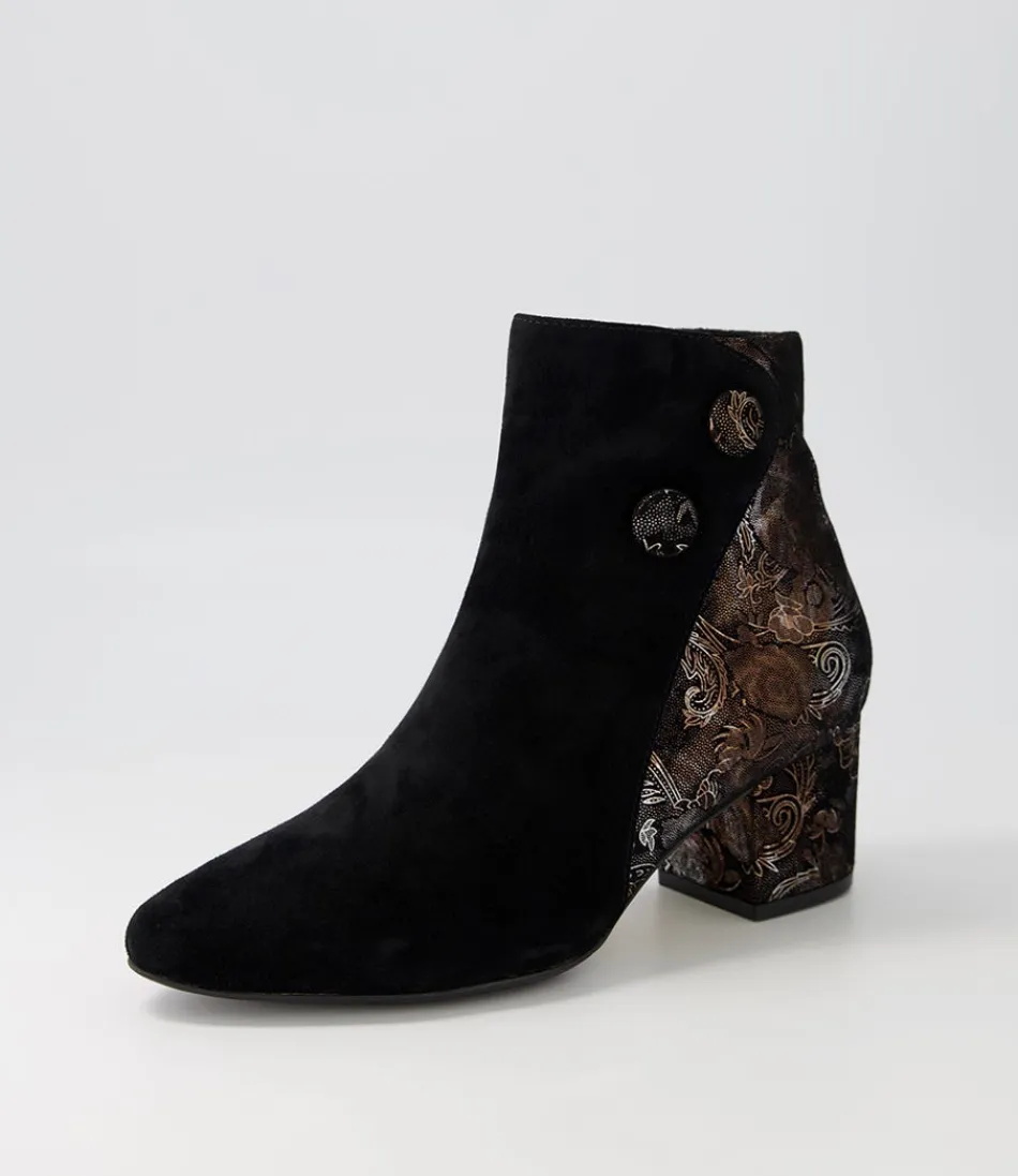 Women ZIERA Boots<Veyda Xw Black Bronze Paisely Ankle Boots