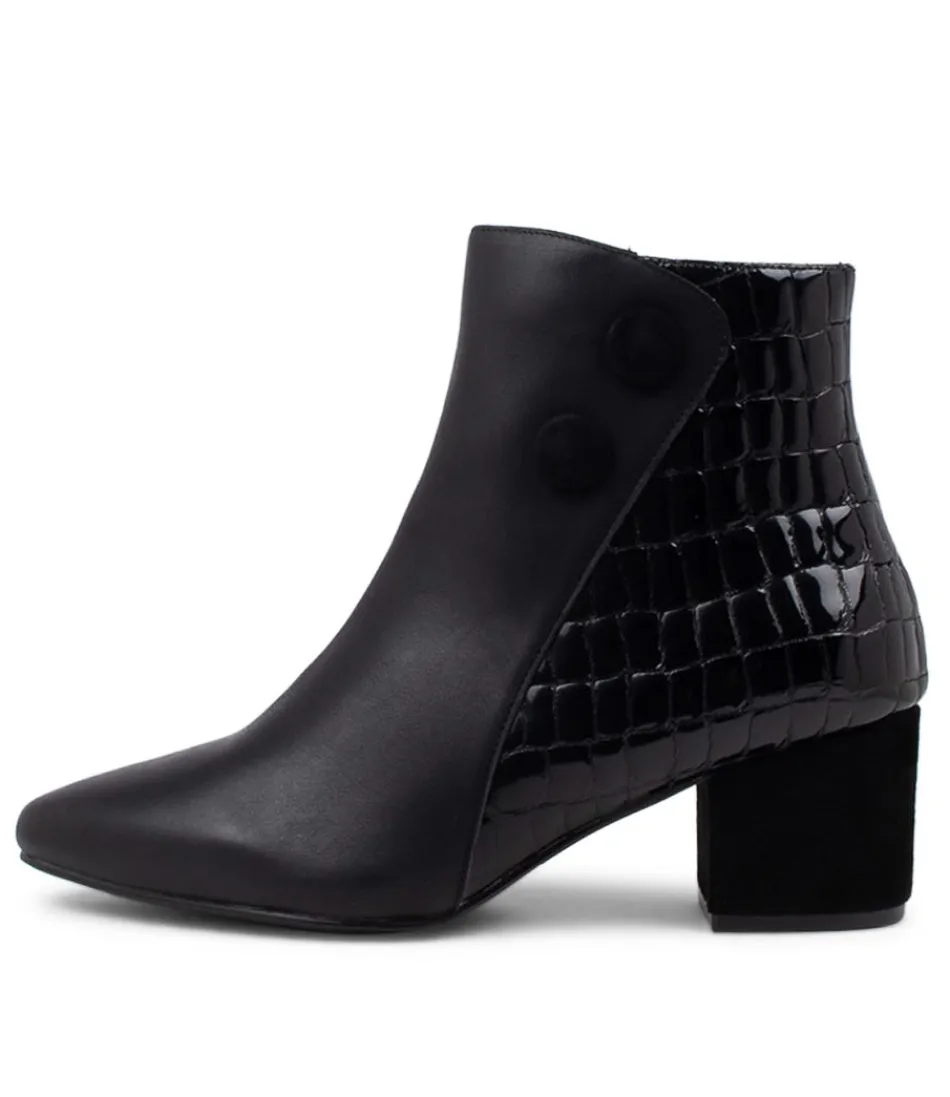 Women ZIERA Boots<Veyda Xw Black Leather Ankle Boots