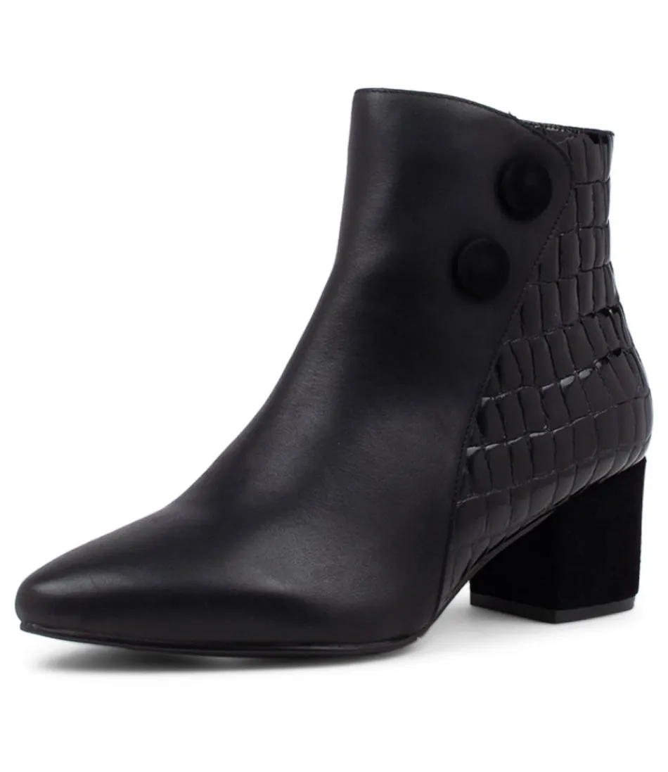 Women ZIERA Boots<Veyda Xw Black Leather Ankle Boots