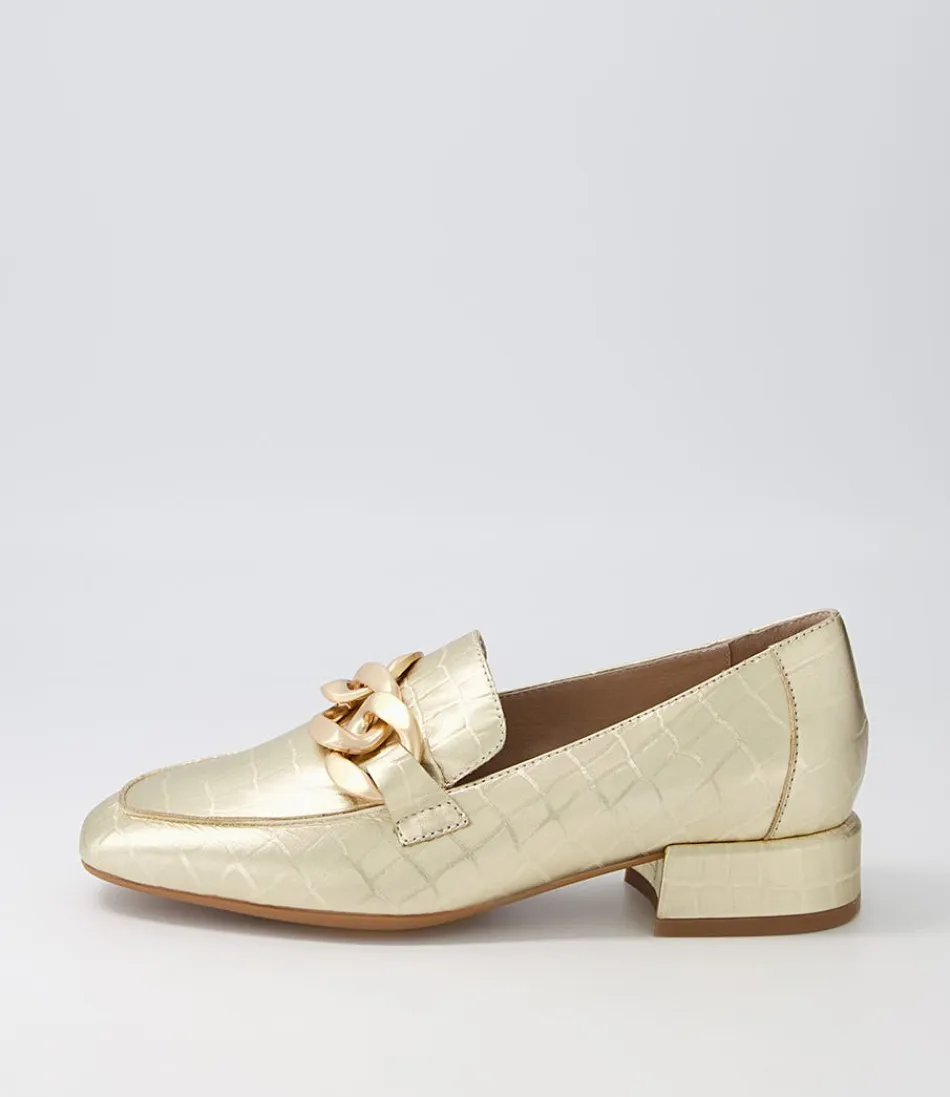 Women DJANGO & JULIETTE Loafers<Vivandy Gold Croc Leather Heels