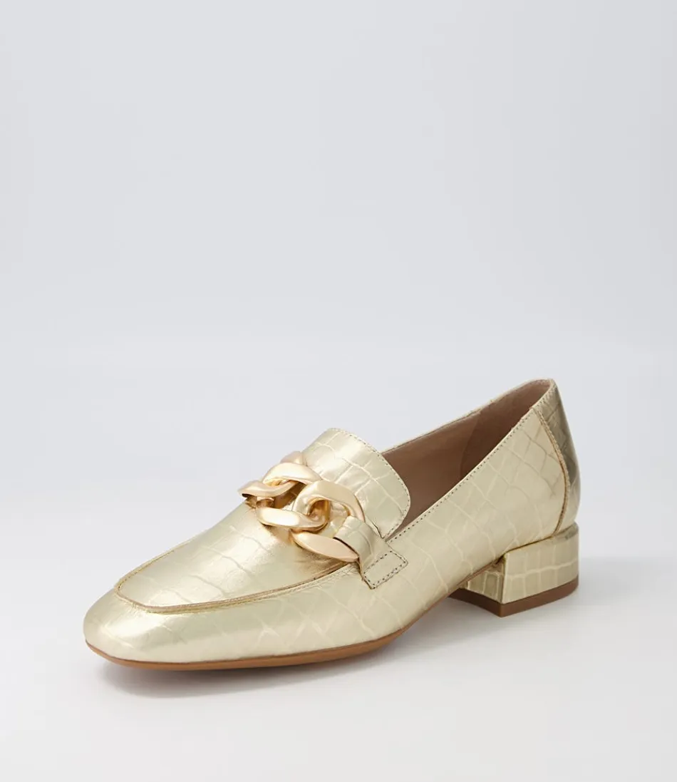 Women DJANGO & JULIETTE Loafers<Vivandy Gold Croc Leather Heels