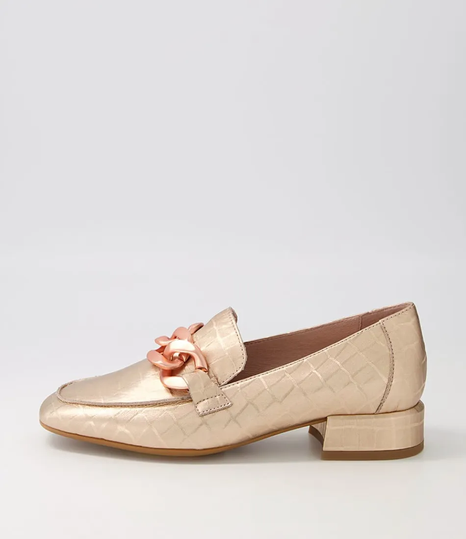 Women DJANGO & JULIETTE Loafers<Vivandy Rose Gold Croc Leather Heels