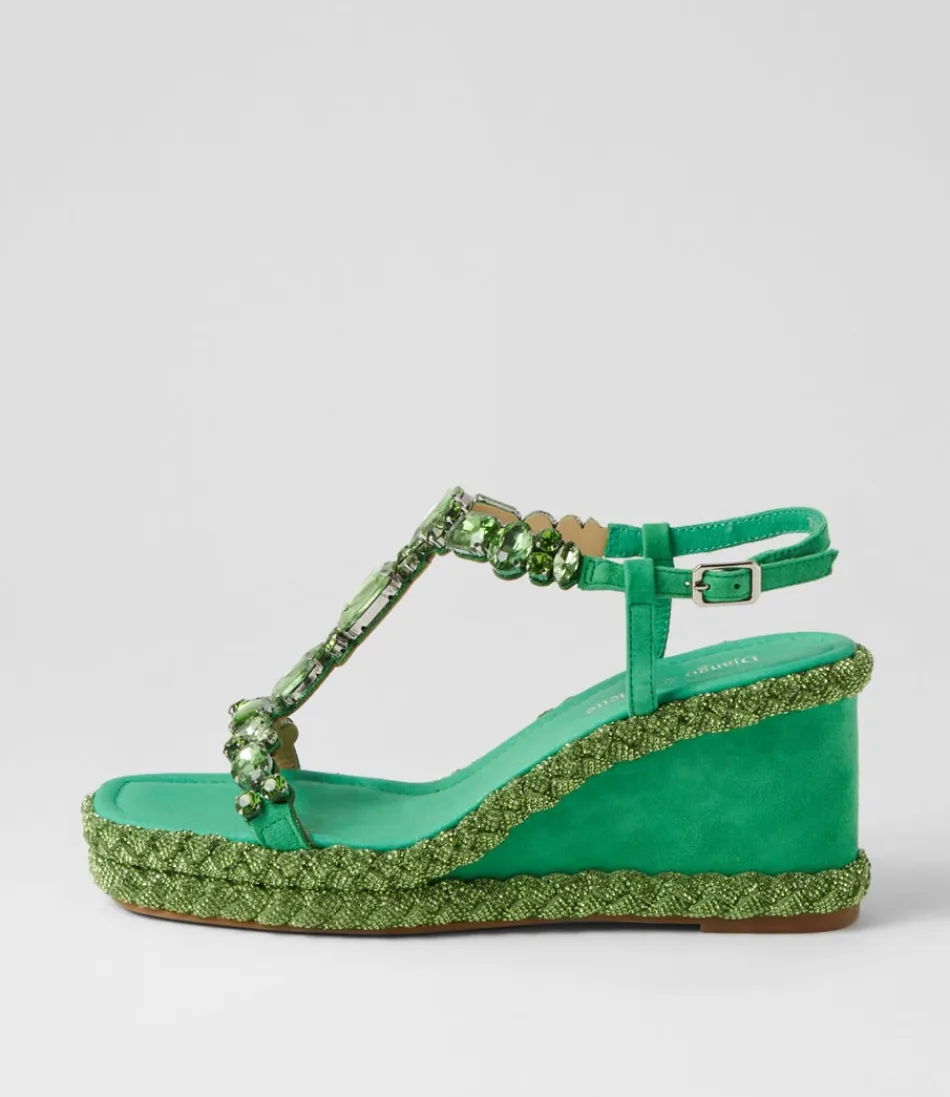 Women DJANGO & JULIETTE Wedges<Vontey Light Emerald Suede Jewels Sandals